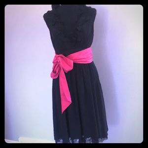 WHBM Black/Pink Sash Cocktail Dress